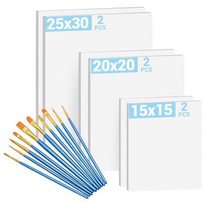 Un juego de seis soportes de lienzo con diez pinceles es un excelente regalo para los amantes de la pintura.