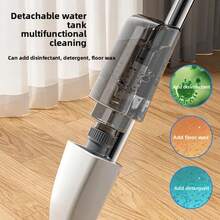 A Household Mop With A Spray Function, Featuring Three Replaceable Cleaning Cloths And 360-Degree Flexible Cleaning - Suitable For Living Rooms, Bedrooms, Kitchens, And Bathrooms - One mop + three mop cloths - 查看 3
