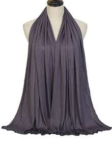 1pc Ladies "Khăn trùm đầu Hijab cỡ lớn mới mềm mại màu trơn Turban cho trang phục thường ngày Băng đô Phụ kiện Abaya Quần áo che mặt - Màu xám đen - Xem 7