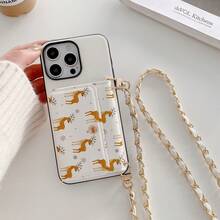 1pc Elegant Cute Deer Pattern Faux Leather Card Holder Crossbody Wallet Phone Case Suitable Compatible With Apple 17, 16e, 16, 15, 14 Plus, 13, 12, 11 Pro Max, Multi-Functional Protective Cover - Deer 19 - View 4