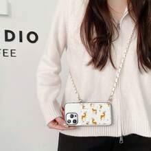 1pc Elegant Cute Deer Pattern Faux Leather Card Holder Crossbody Wallet Phone Case Suitable Compatible With Apple 17, 16e, 16, 15, 14 Plus, 13, 12, 11 Pro Max, Multi-Functional Protective Cover - Deer 19 - View 7