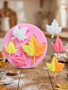 1pc/2pcs 4-Chamber Maple Leaf Chocolate Silicone Mold, Maple Leaf Leaf Mold For Cake Decoration, Maple Leaf Candy Mold, Cupcake Decoration, Polymer Clay, Handmade, Chocolate, Resin - Pink - View 9