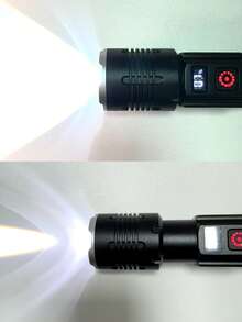 1个强光LED手电筒，30W LED+COB灯（白光和红光），便携式可充电手电筒，1节18650电池供电，铝合金材质，伸缩变焦，数字显示，移动电源，户外防水LED手电筒，功能强大的多功能手持手电筒，带强磁铁和侧夹，适用于露营、钓鱼、徒步旅行、狩猎、探险、紧急情况、运动等。 - 30W+COB - 查看 9
