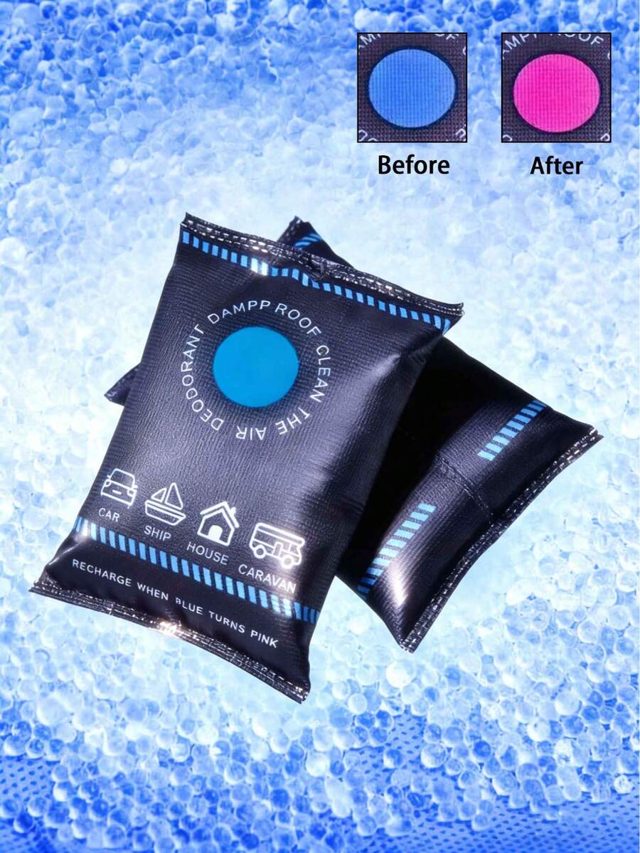 1/2个可重复使用的硅胶除湿袋 - 有效除湿、吸收水分、防止受潮、降低湿度、消除冷凝 - 防止汽车或家居受潮，保持干燥，也适用于存放精密设备 - 干燥剂 - 家居装饰 - 浴室除湿器