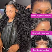 Uveous Deep Wave Lace Front Wigs Human Hair 200% Density 13x4 HD Transparent Deep Wave Frontal Wigs Human Hair With Baby Hair Natural Color Halloween Season - 自然色 - 查看 5