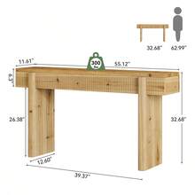 LITTLE TREE Solid Wood Entryway Table, 55-Inch Rustic Console Table Behind The Couch, Rectangular Farmhouse Console For Living Room, Entrance, Hallway, Natural Brown - Nâu nhạt - Xem 2