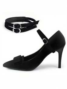 女士高跟鞋，配有可调节弹性免系鞋带，防滑 - 彩色 - 查看 9