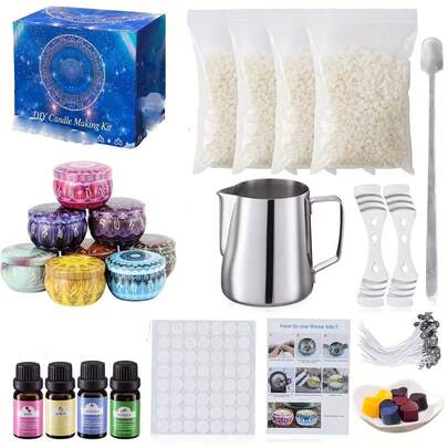 Constellation Jar Aromatherapy Candle Handmade Accessories - Suitable For Adults, Teenagers, Beginners Candle Making Set - Includes Soy Wax, Mixing Spoon, Wax Pouring Cup, Wax Storage Jar, Essential Oil, Candlewick, Cotton Core Rack - DIY Beginner Candle Making Set - Artistic Handmade Set