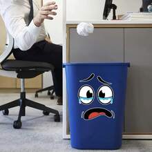 BRUP 4sheets/Set Cartoon Face Wall Stickers, Kids Room Decorations, Removable Self-Adhesive Trash Can Stickers, PVC Interesting Wall Art, Bedroom And Living Room Decorations - Multicolor - View 6