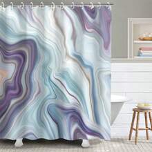 Purple Shower Curtain, Marble Shower Curtain, Blue Shower Curtains Bathro... - White - View 1