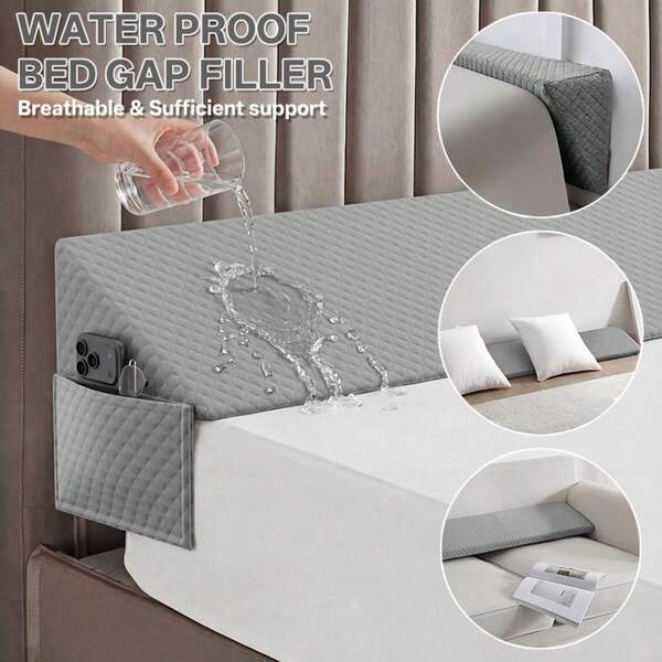 belibuy 1 Piece Queen Size Bed Wedge Pillow - Foldable -Filled Adjustable Mattress Wedge (0-7" Height) | Gap Filler & Headboard Cushion, Gray Bed Wedge For Queen Beds, Spinal Alignment Aid, Fits Single/Double Frames