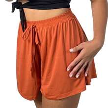 Women's Loose Fit High-Waisted Shorts - New Viscose/Lycra Knit - Brisa - 瓦 - 查看 2