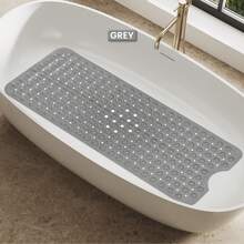 1pc Bath Mat - Lux Decor Non-Slip Durable PVC Tub Mat With Suction Cups And Drainage Holes - 40x16 Inches- For Shower And Bathtub Comfort, Roll-Up Storage, Home Decor, Back To School, Graduation Gifts-, Spring Cleaning Upgrade, Valentine's Day Spa Feel, Safety First, Quick Dry Surface, Mold Resistant, Easy Clean, Comfortable Standing, Shower Essential, Bathtub Safety, Bathroom Upgrade, Daily Use Mat, Home Basic, Family Use, Everyday Living - Xám - Xem 2