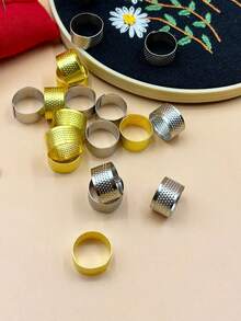 10pcs Adjustable Thimble Rings, Open Design Metal Finger Protectors, Gold & Silver Colors, Essential For Sewing, Embroidery, Leathercraft, DIY Handcraft, Great Gift For Crafters - 10 Thimbles - View 6