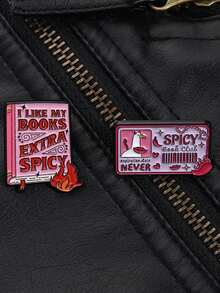 1Set I Like My Books Extra Spicy Enamel Pins The Sizzling Literary Metal Brooches Fashion Lapel Badge Backpack Clothes Jewelry Gift - Multicolor - View 9