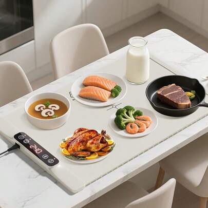 Portable Food Warmer Mat - Electric Rollable Warming Tray With Real-Time Temperature Display, 5-Level Temperature Adjustment, Suitable For Parties, Buffets, Gatherings, Multi-Function Food Warmer, Food Heating Pad, Food Warmer Mat, Catering Supplies, Easy To Clean, Heat-Resistant Material, Home Chef, Catering Service