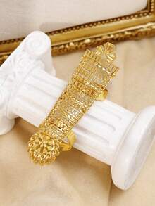 Dubai 24K Gold-Plated Adjustable Ladies' Finger Ring Fashion Africa Women's Wedding Jewelry Alloy Classic And Exaggerated Design - Yellow Gold - View 16