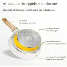 Sartenes Antiadherentes 10 Piezas, Bateria de Cocina, Juego de Sartenes de Induccion, Juego de Ollas y Sartenes, Fcil Limpieza, con Sartenes y Cacerolas, Granito Blanco - Granito blanco - Ver 7