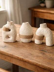 1 pièce ou 3 pièces/set Vase de style nordique vintage avec texture de corde, couleur crème. Décoration de maison pour le salon, la chambre, le balcon. Cadeau pour la petite amie, cadeau d'hiver - Multicolore - Voir 10