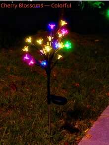 1串20颗LED太阳能落地式樱花树枝灯，户外防水庭院装饰灯，花园暖色调庭院草坪灯 - 多色 - 查看 5