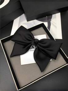 2pcs Satin Bow Barrettes, Black Large Hair Clips Headpieces, High-End Hair Accessories Suitable For Everyday Use - Multicolor - View 2