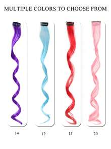 10 Pcs Clip In Hair Extensions 20 Inch Long Waves Roll Hairpieces Clip In Synthetic, Heat-Resistant Hair Extensions,Halloween Cosplay Dress Up Fashion Party Christmas New Year Gift For Women Christmas New Year Carnival Music Festival Use - Multicolor - View 4