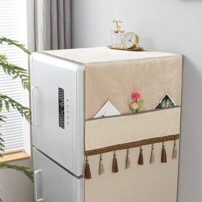 Ciliu 带2个储物袋的冰箱防尘罩，通用厨房装饰收纳用品，防尘