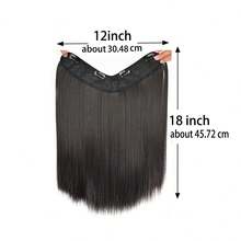 V-Shaped Clip In Hair Extensions Black 18 Inch Long Straight Hair Synthetic Hairpiece Invisible 4 Clips For Women Daily Use - Multicolor - View 3