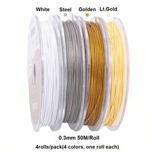 1/4 cuộn dây thép không gỉ 304 7 sợi màu vàng và bạc - Dây thủ công siêu mềm dẻo với độ dày siêu mỏng 0.3mm-0.6mm, độ bền chắc chắn để làm vòng cổ & vòng tay, các dự án DIY xâu hạt, dây dùng để làm trang sức, tạo vòng tay, thủ công không cần bảo dưỡng (1/4 cuộn) - dây - Xem 12