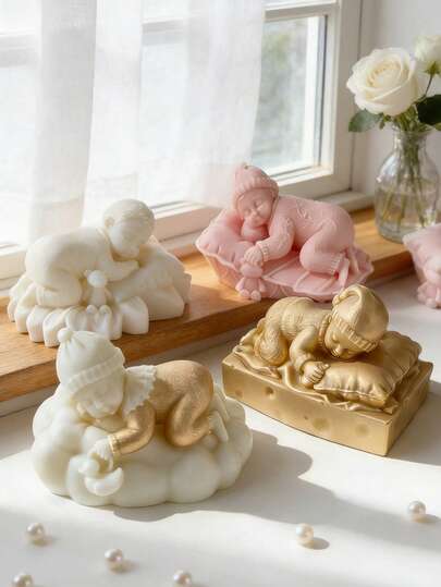 1 szt. Silikonowa forma na świecę "Aniołek do spania" - delikatna, łatwa do wyjęcia, do żywicy/świec/gipsu, prezent na Walentynki/ślub/dla dziewczyny