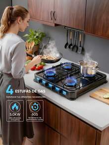 Parrilla Empotrable  4 Quemadores Gas LP Acero Porcelanizado Negro - Negro - Ver 2
