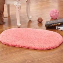 1 Peça Tapete Oval Imitação de Lã de Cordeiro Reforçado, Tapete de Banho Absorvente, Antiderrapante para Quarto, Entrada, Cozinha, Banheiro - Multicolorido - Visão 2