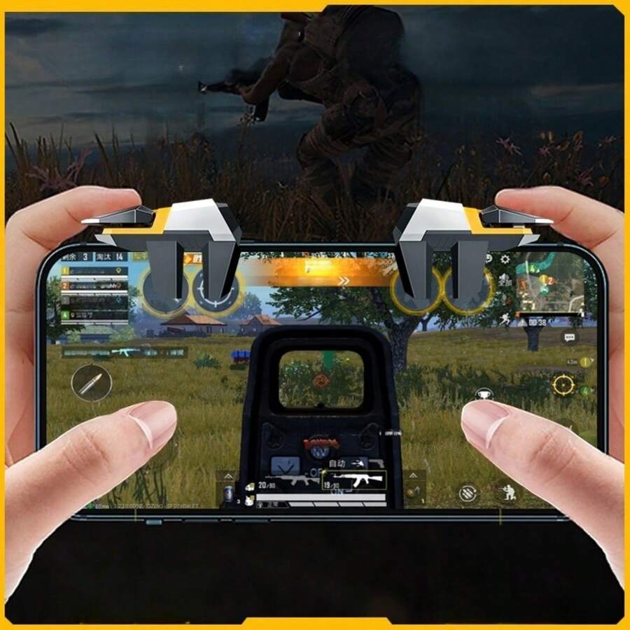 2个六指联动游戏辅助按钮，吃鸡神器，游戏控制器物理机械按钮，无需电池 - 黑色 - 查看 1