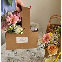 5pcs/Set Elegant Paper Flower/Coffee Gift Boxes, Transparent Fresh Flower Gift Containers, Cake Packaging Baskets, Romantic Gift Boxes, Suitable For Flower Bouquets, Weddings, Home Decor, Mother's Day, Valentine's Day, Birthday, Party Flower Baskets - Multicolor - View 9