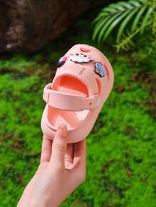 1 Pair Kids' Breathable Hollow Sandals, Boys/Girls Closed Toe Protective Shoes, Indoor/Outdoor Dual-Purpose Design, Spring/Summer - Pink - View 5