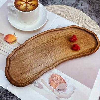 Handmade Wooden Dessert Plate Set, Oval Tray, Multipurpose Serving Platter - Suitable For Breakfast, Coffee, Tea, Snacks, Plants, Room Decor - Includes Cheese Board And Plate, Great For Holiday Gifts, All-Season Kitchen Accessory