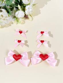 4件套女士时尚心形发夹，百搭甜美可爱优雅双马尾发饰，适合日常通勤、节日聚会、生日派对、观光、摄影等各种场合。送给闺蜜的绝佳礼物。 - 彩色 - 查看 6