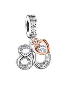 925 Sterling Silver Minimalist Heart Shaped Numeric Pendant, Unisex Birthday Gift - Silver - View 15