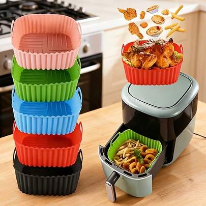 Tapete de silicona antiadherente para freidora de aire cuadrada, de uso pesado, fácil de limpiar, compatible con freidoras de aire de 3 a 8 cuartos de galón