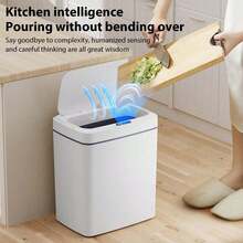 15L/3.96 Gallon Smart Bathroom Trash Can,White Intelligent Sensing Garbage Bin,Non-Contact Narrow Smart Sensor Trash Can,Smart Home Automatic Bagging Electronic Trash Can(No Battery) - 白色 - 查看 4