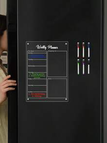 1pc Weekly Meal Magnetic Whiteboard Fridge Decor, Reusable Transparent Memo Writing Board, Weekly Meal Planner (Comes With 6 Magnetic Whiteboard Markers) - 1PC - View 9