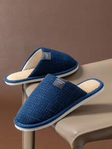 Papuci de casă unisex, confortabili, silențioși, cu fund moale, pentru dormitor, podea din lemn pentru sufragerie, pentru toate anotimpurile, papuci de casă simpli, fără alunecare - Albastru marin - Vizualizare 3