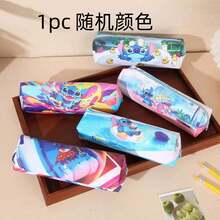 1个卡通史迪奇全印花PU铅笔盒，大容量学生文具收纳袋，可爱卡哇伊史迪奇铅笔袋 - 彩色 - 查看 6