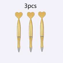 3 Pieces1-Piece Heart-Shaped Gold Ballpoint Pen - Creative And Cute Design, Smooth Writing, Gold Ballpoint Pen, Back-To-School Stationery, Wedding Signature Pen. - A - View 7