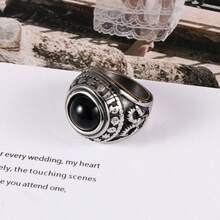 1PCS/ Non-Fading European And American Retro Hip-Hop Luxury 304 Stainless Steel Ring Red And Black  Noble Palace Ring Fashionable Unisex Street Elegant Daily Holiday Gift W5FO - màu đỏ - Xem 4