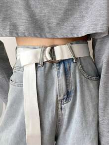 1Pc Fashion Women Men Reusable Waistband Double Buckle Canvas Belt Reusable Unisex Belt Casual Belt For Jeans - Multicolor - View 5