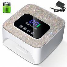 LIMEGIRL Lámpara de uñas UV/LED de 2000mAh con cristales de Rhinestone, secador de gel recargable de curado rápido, grande y brillante de color púrpura, adecuado para el hogar y el salón de uñas, en colores púrpura claro, negro y blanco - Tipo de Enchufe A USA (110-127V) - Ver 12