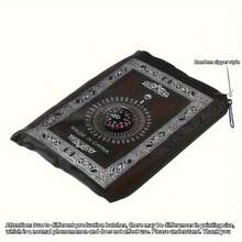 23.62英寸 x 39.37英寸 节日旅行祈祷垫，节日礼物，黑/绿/红三色朝圣垫，便携式涤纶祈祷毯，带指南针，防水节日祈祷垫，节日祈祷毯，便携式旅行野餐毯，防水面料带口袋，方便携带 - 彩色 - 查看 9