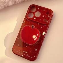 Kavenfort 1pc Maple Sugar Red + Yellow Berry Star + Cute Red Fruit Phone Holder, Compatible With IPhone 17, 15, 16 Pro Max, 12/13, Personalized, Creative, Retro, Geometric, Minimalist, Niche, Ins Style New Year Phone Case - Maple Syrup Red - View 6