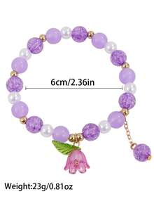 Set de 3 piezas Pulsera elástica con cuentas con diseño de flor de lirio - Multicolor - Ver 2